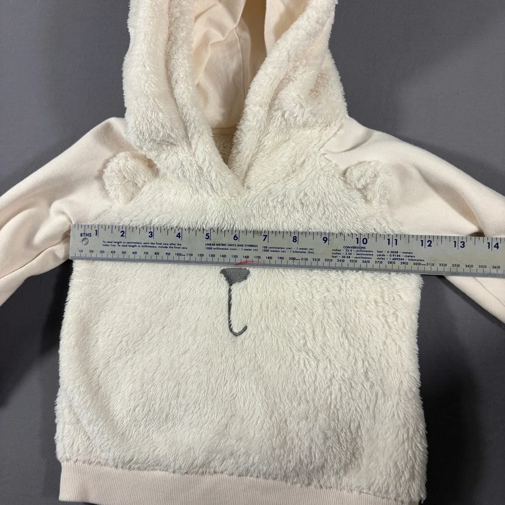 Baby Gap Cream Teddy Bear Fleece Hoodie Faux Fur Ears 18-24 Months 07/19